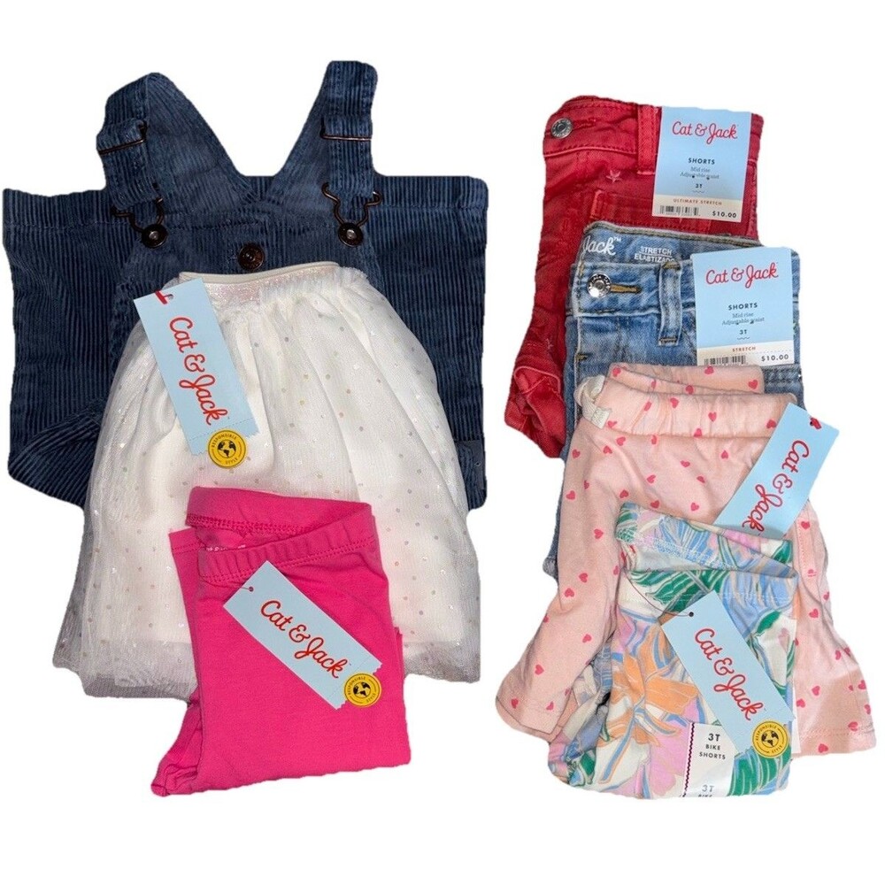 Cat & Jack Oshkosh 3T Girl’s Clothing Lot NWT Dress Tops Skort Shorts Skirt